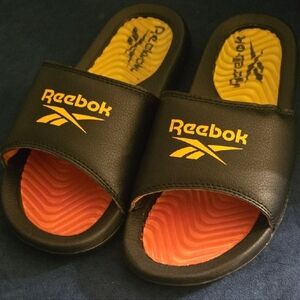 Reebok Kids Black and Yellow Slides